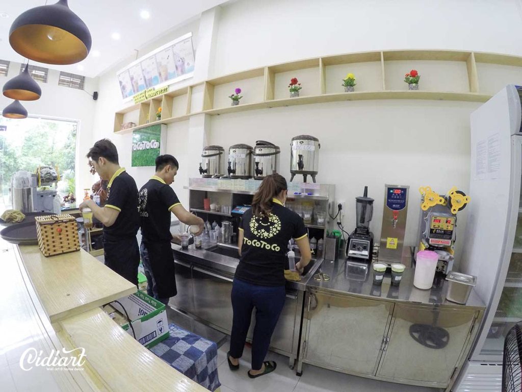 Trang trí cửa hàng trà sữa