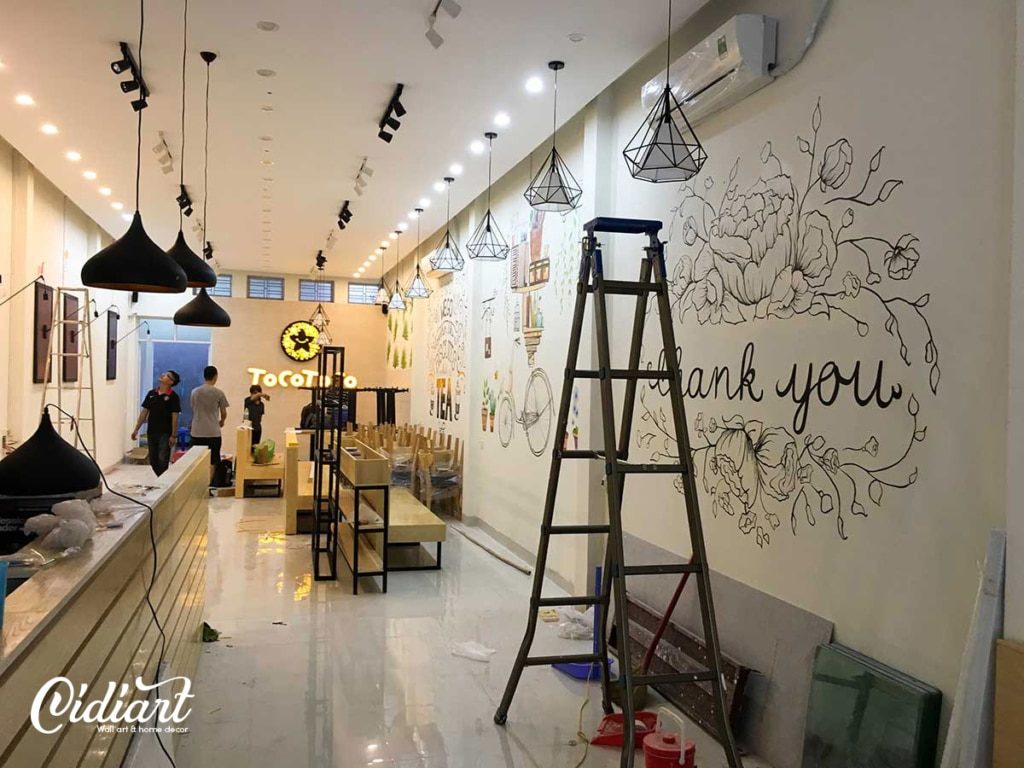 Trang trí cửa hàng trà sữa