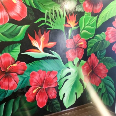 Vẽ Tranh Tường Phòng Khách - Tropical Floral 10