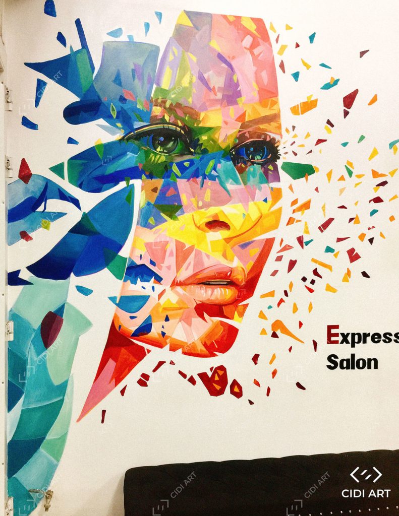 Vẽ tranh tường salon tóc Express Xã Đàn