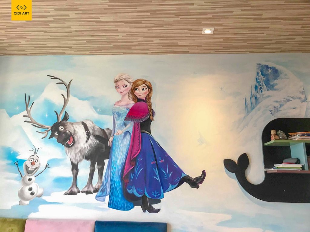 Vẽ tranh tường phòng em vé - elsa