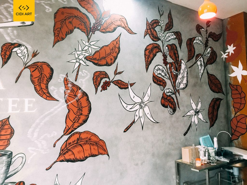 Vẽ tranh tường quán cafe LẠ