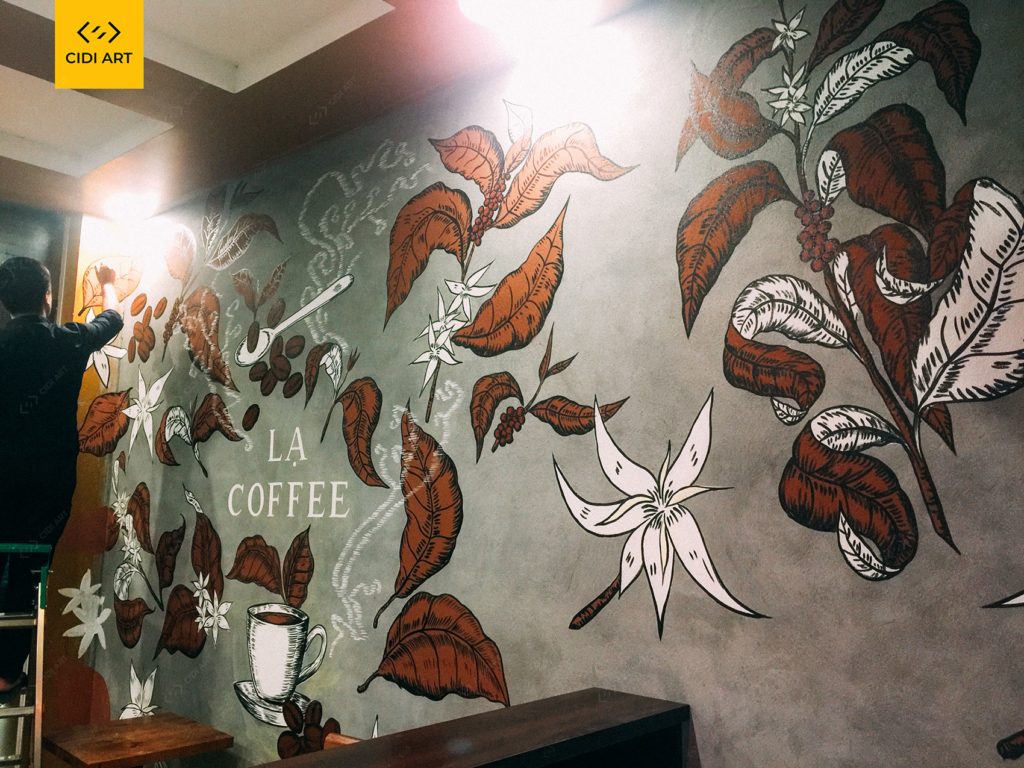 Vẽ tranh tường quán cafe LẠ