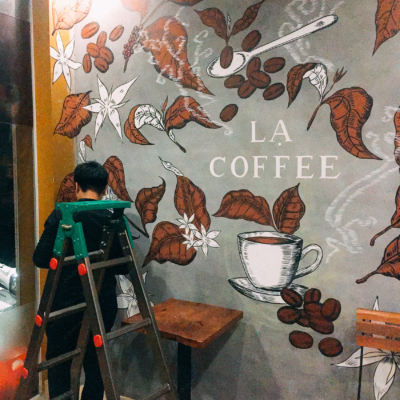 Vẽ tranh tường quán cafe LẠ 5