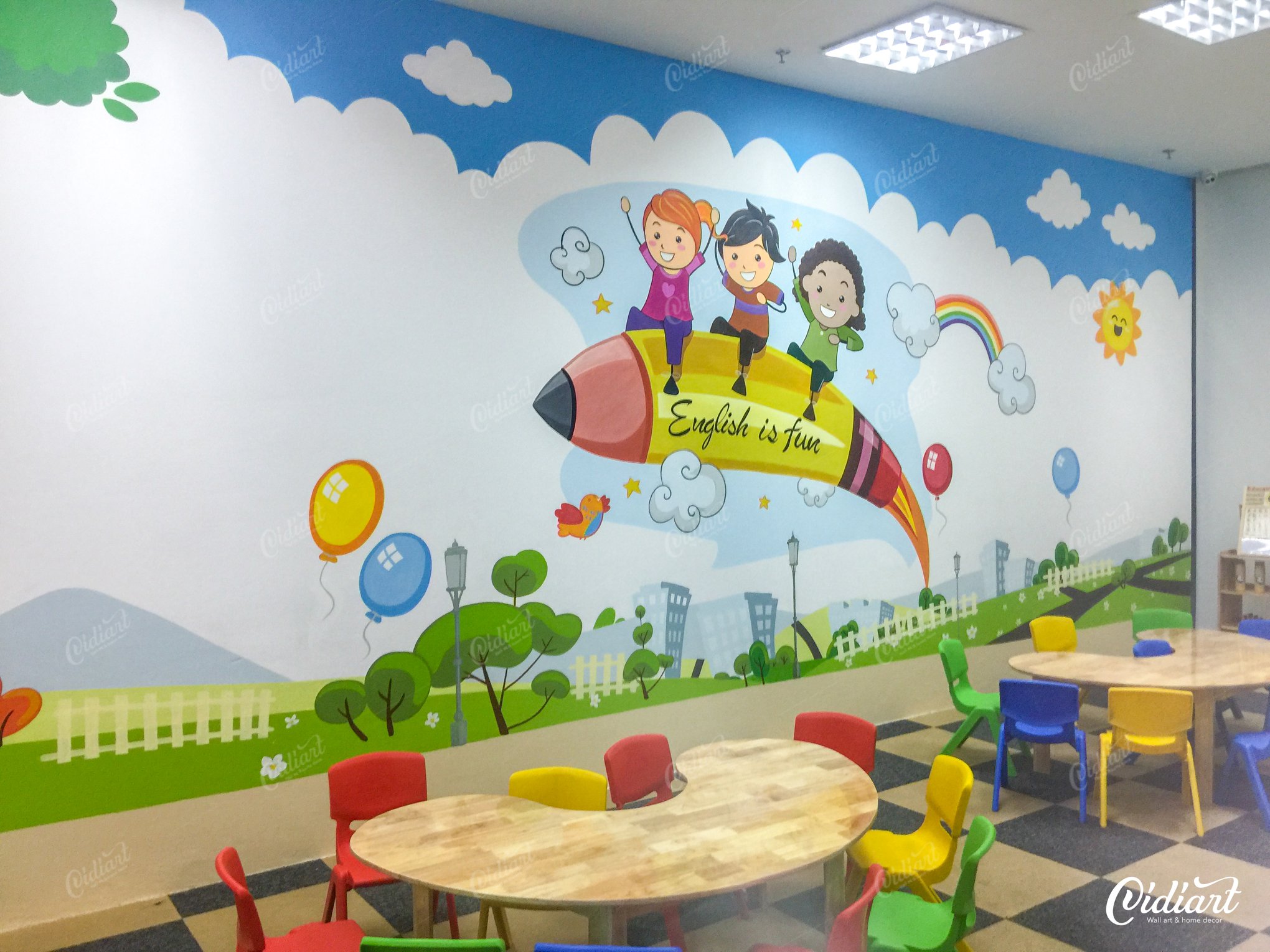 Tranh tường mầm non 3D sống động