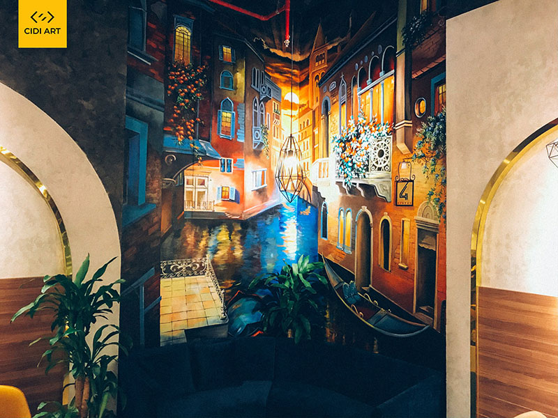 Vẽ tranh tường quán cafe giá rẻ và uy tín