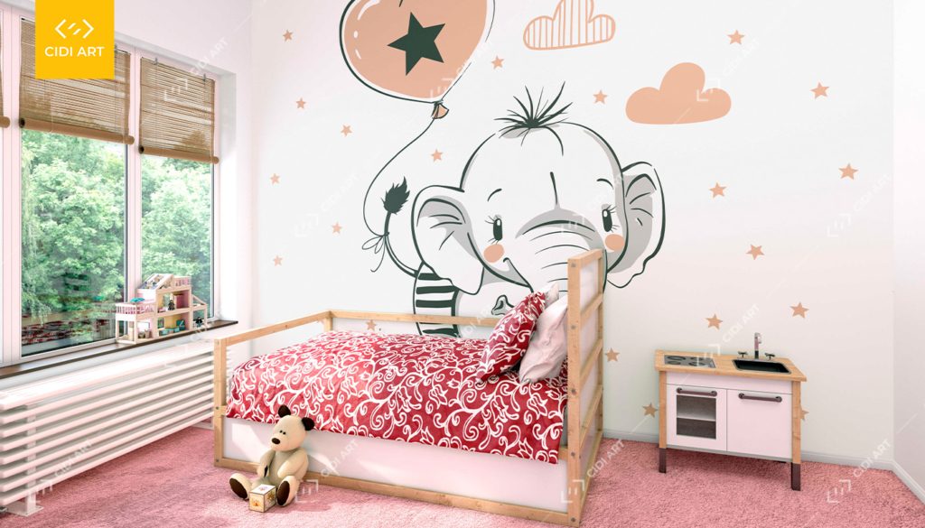 Mẫu vẽ tranh tường phòng ngủ cho bé đáng yêu