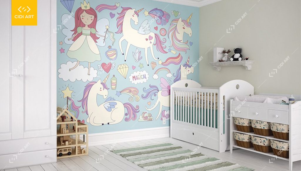 Mẫu vẽ tranh tường phòng ngủ đáng yêu
