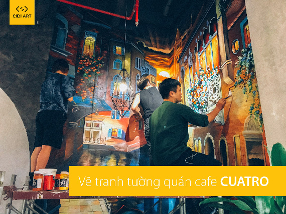 Báo giá vẽ tranh tường quán cafe CuaTro