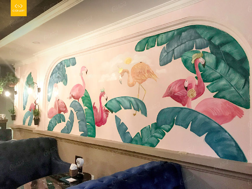 Báo giá vẽ tranh tường quán cafe, trà sữa, trà chanh với mẫu tranh về con vật