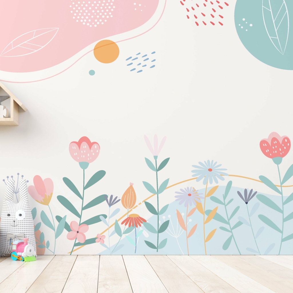 Vẽ tranh tường phòng ngủ cute với màu pastel nhẹ nhàng