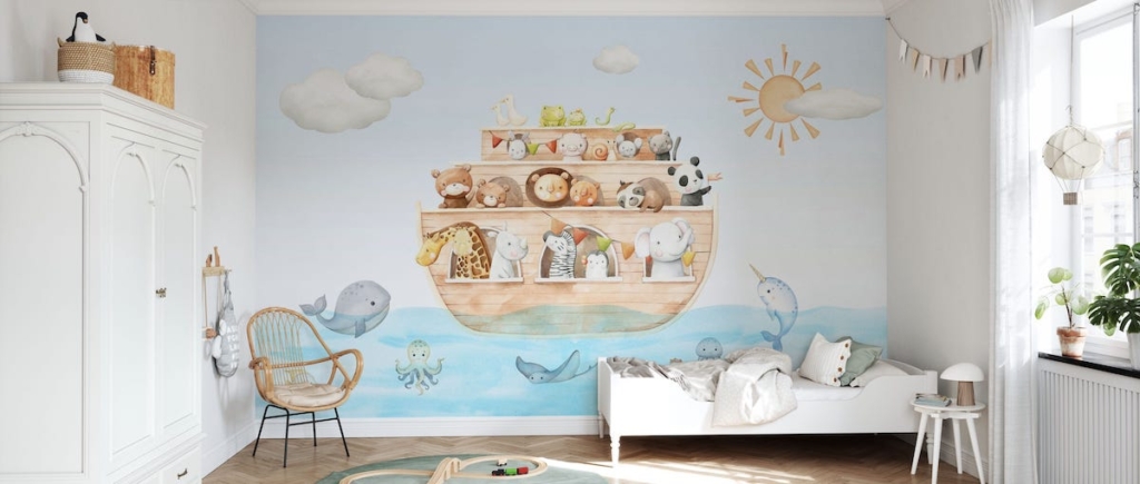ý tưởng Vẽ tranh tường phòng ngủ phòng cả bé trai và bé gái - mẫu hoạt hình đáng yêu 